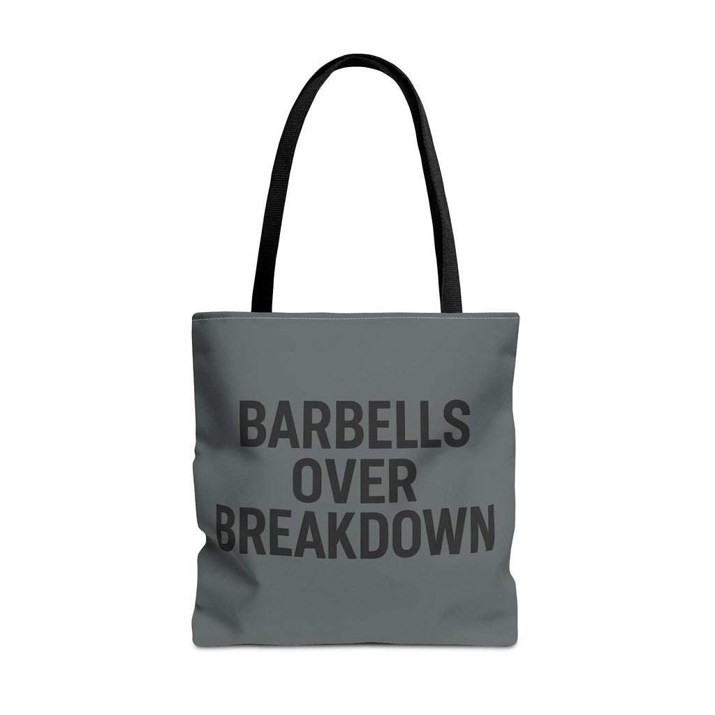 Barbells Over Breakdown Tote Bag