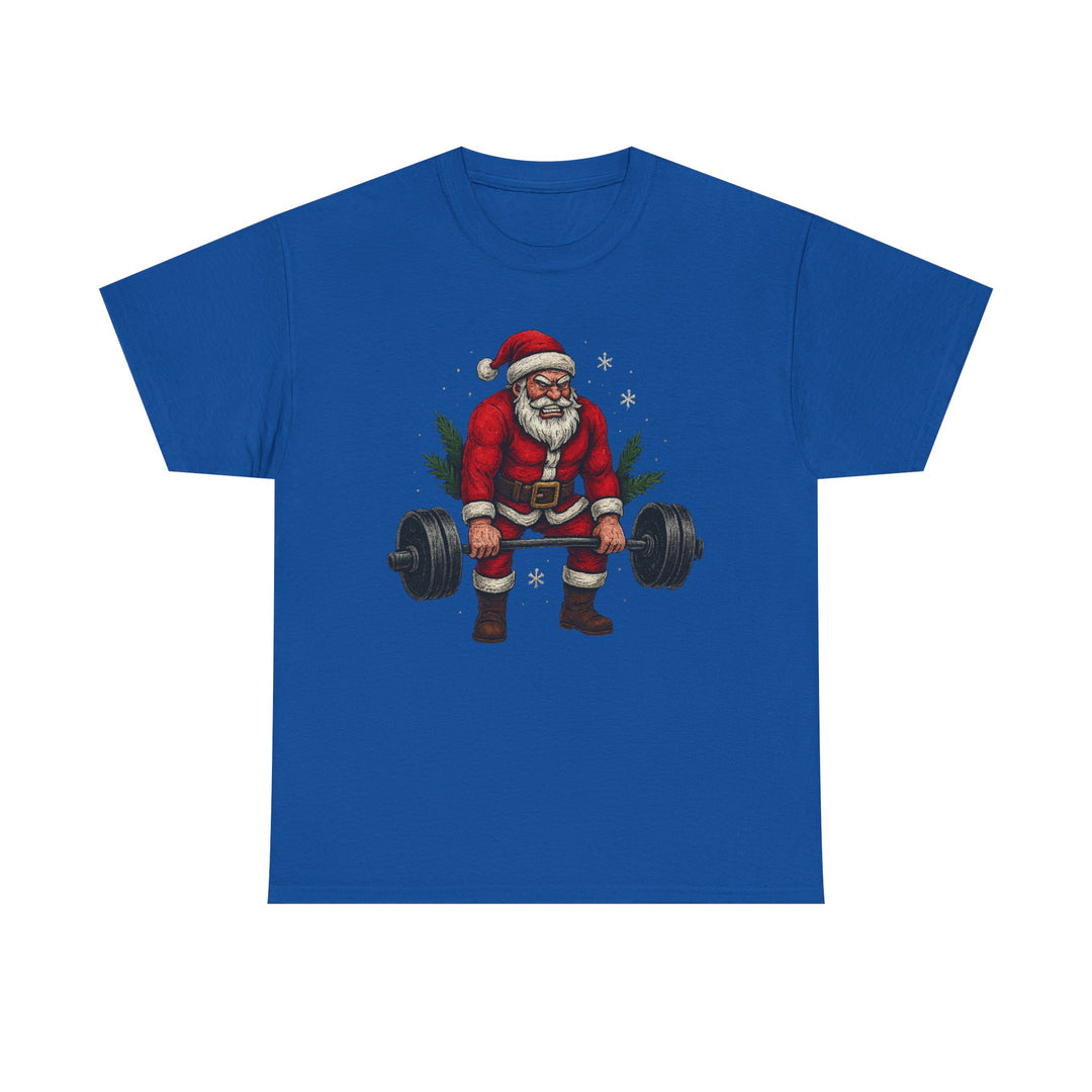 Santa Deadlifting. Unisex Heavy Cotton Tee