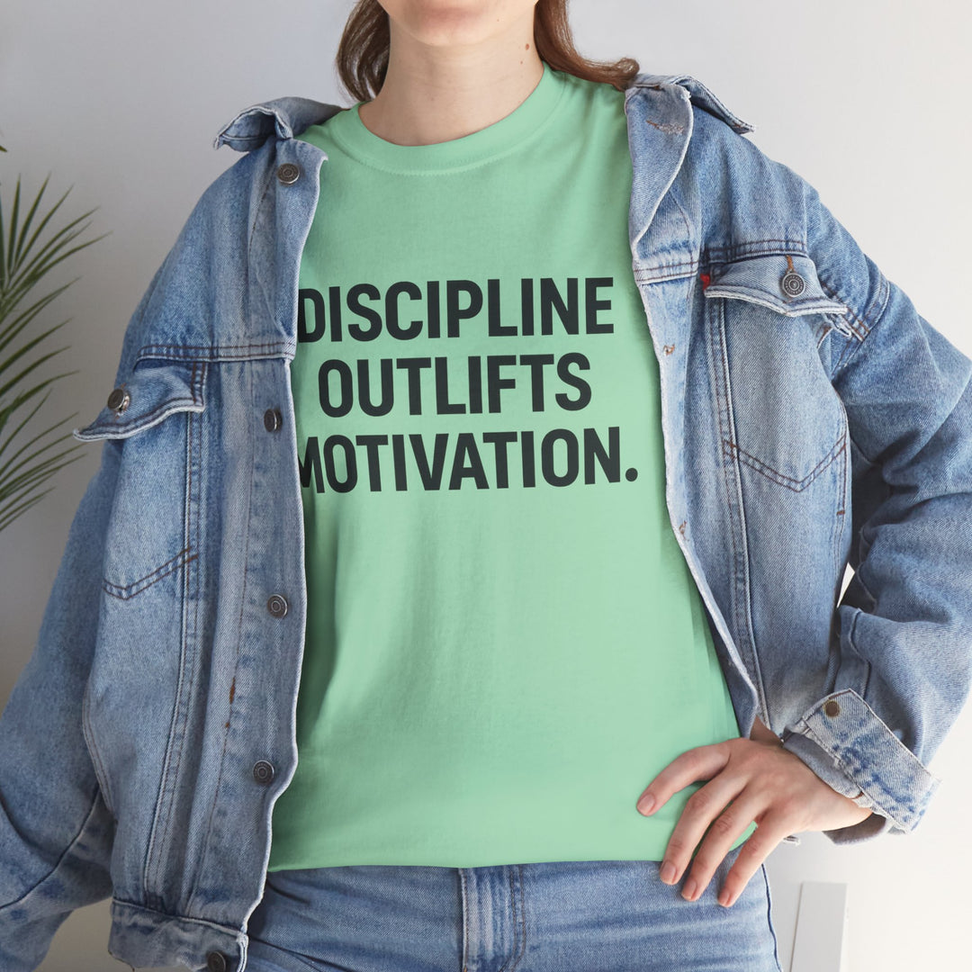 Discipline Outlifts Motivation. Unisex Heavy Cotton Tee