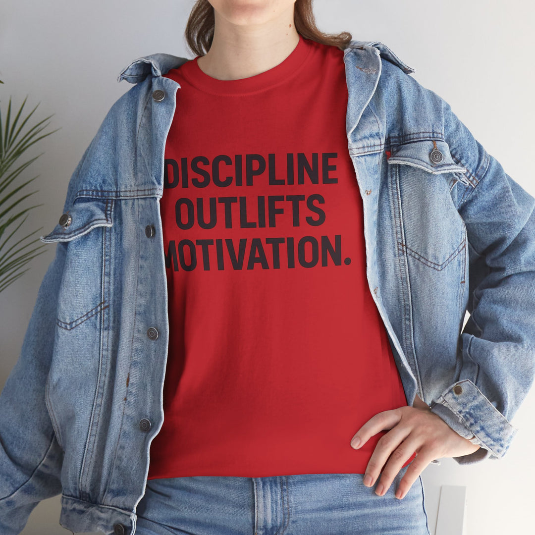 Discipline Outlifts Motivation. Unisex Heavy Cotton Tee