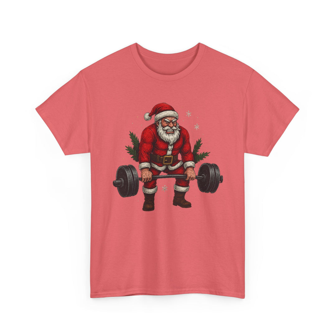 Santa Deadlifting. Unisex Heavy Cotton Tee
