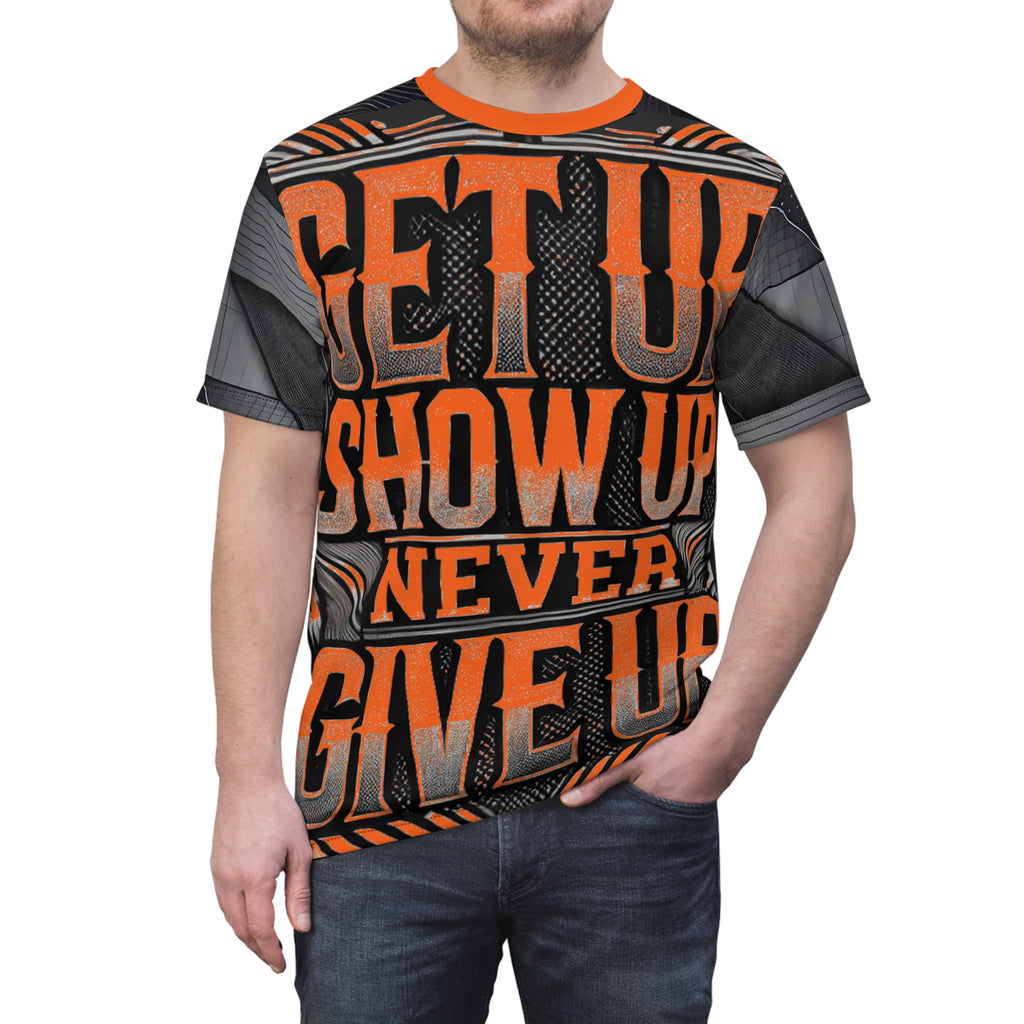 Relentless Drive Tee – Get Up, Show Up, Never Give Up (Orange)