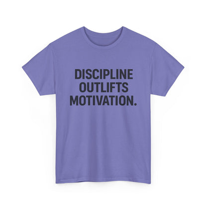 Discipline Outlifts Motivation. Unisex Heavy Cotton Tee