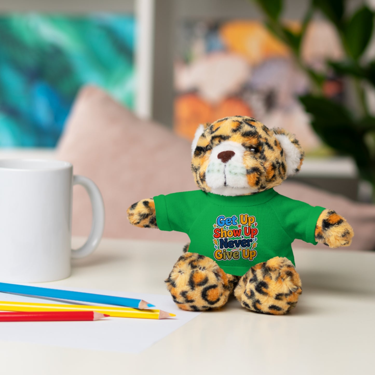 Stuffed Animals with Tee " Get Up Show Up Never Give Up"