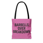 Barbells Over Breakdown Tote Bag
