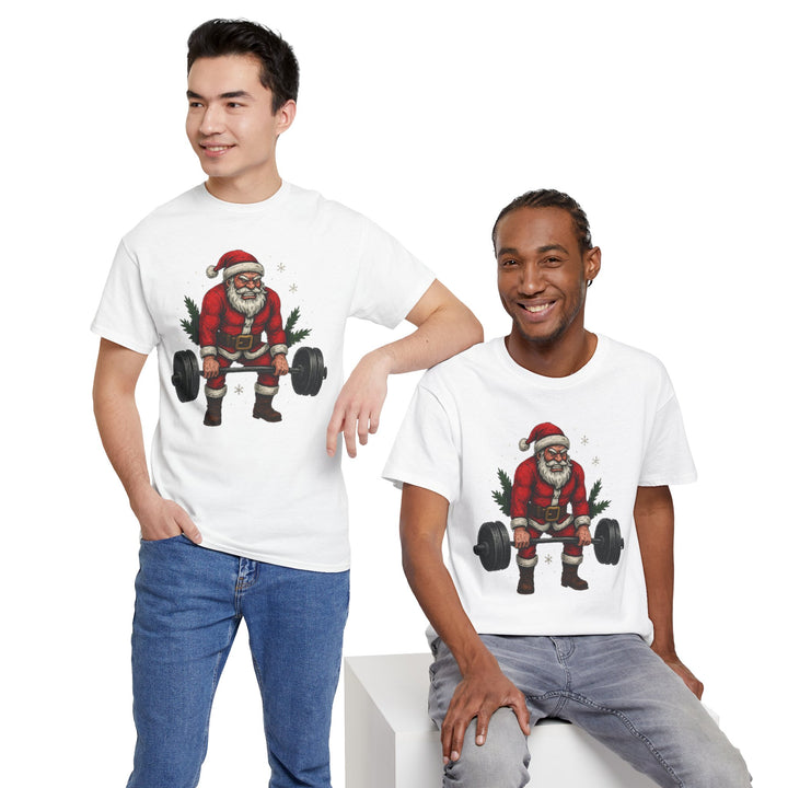 Santa Deadlifting. Unisex Heavy Cotton Tee