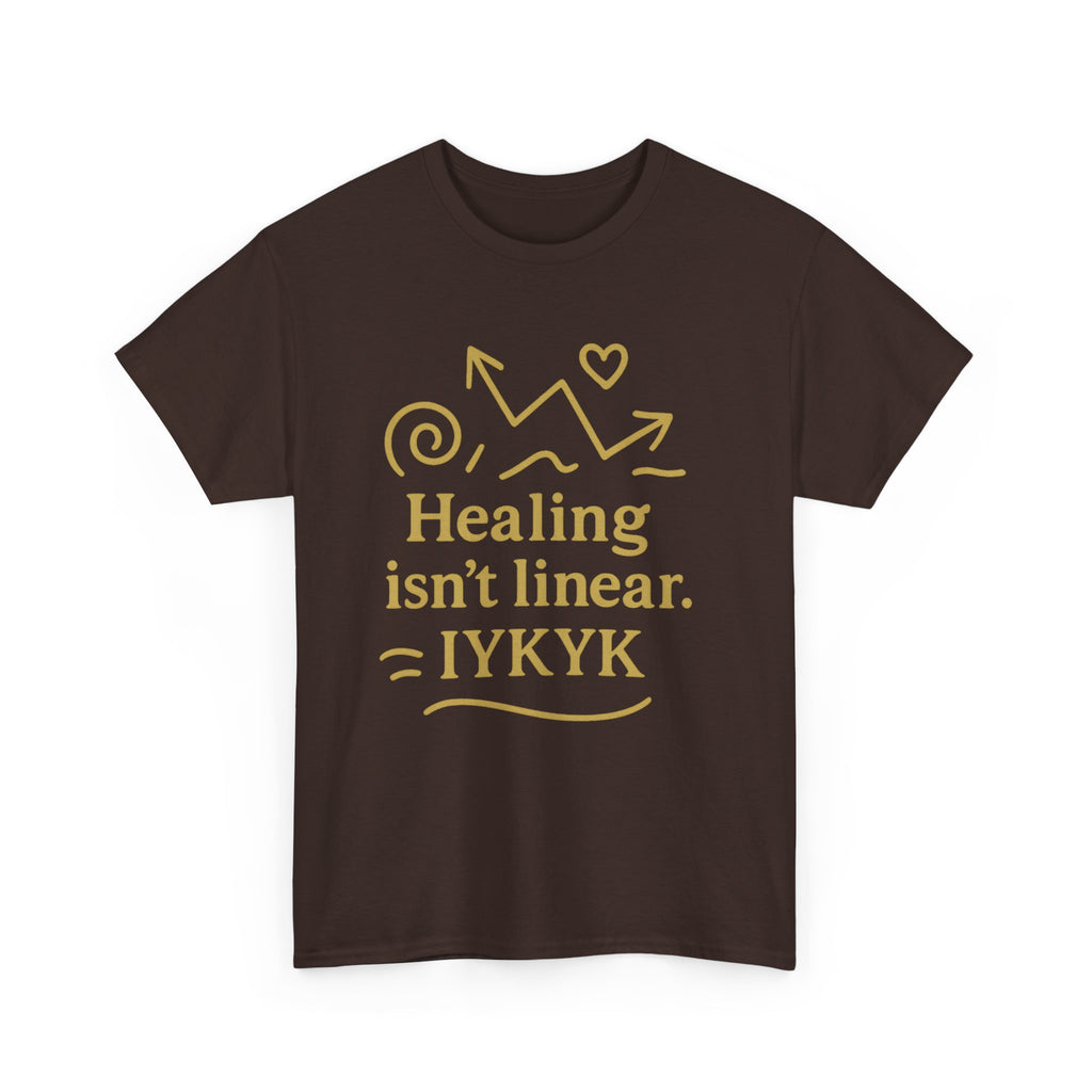 Healing Isn't Linear. IYKYK. Unisex Heavy Cotton Tee