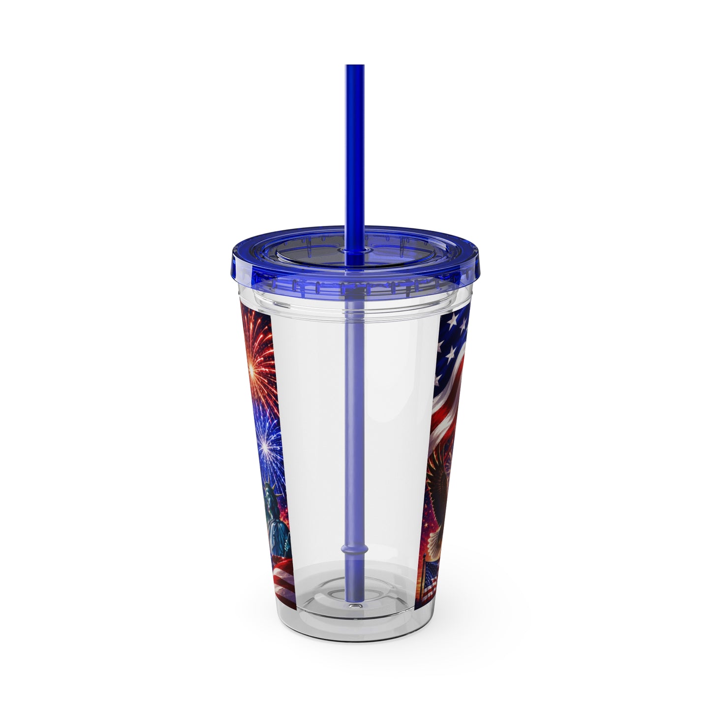 Patriotic 4th of July Tumbler with Straw 16oz