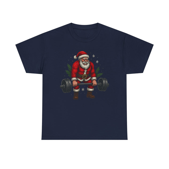 Santa Deadlifting. Unisex Heavy Cotton Tee