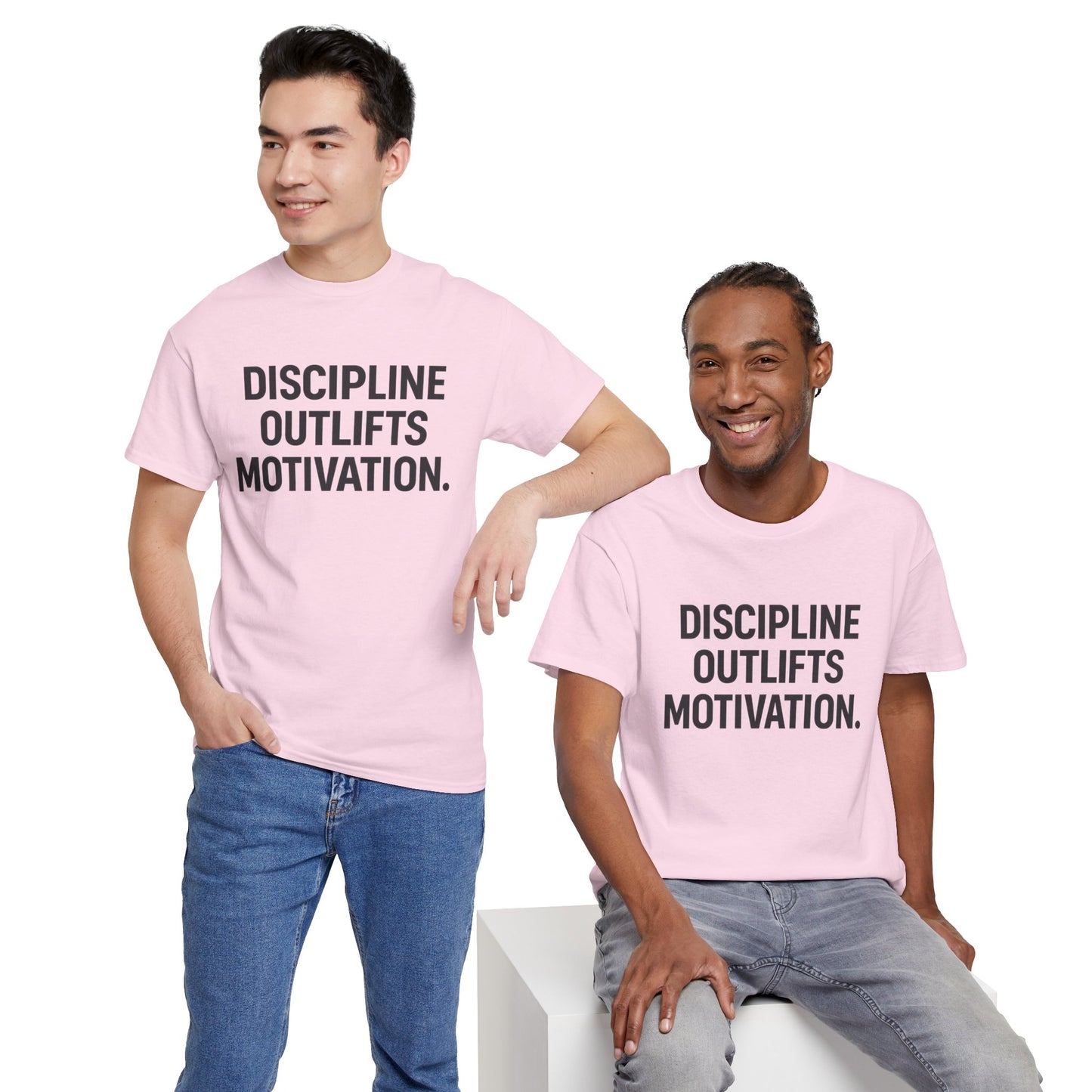 Discipline Outlifts Motivation. Unisex Heavy Cotton Tee