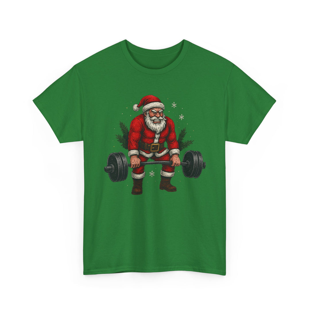 Santa Deadlifting. Unisex Heavy Cotton Tee