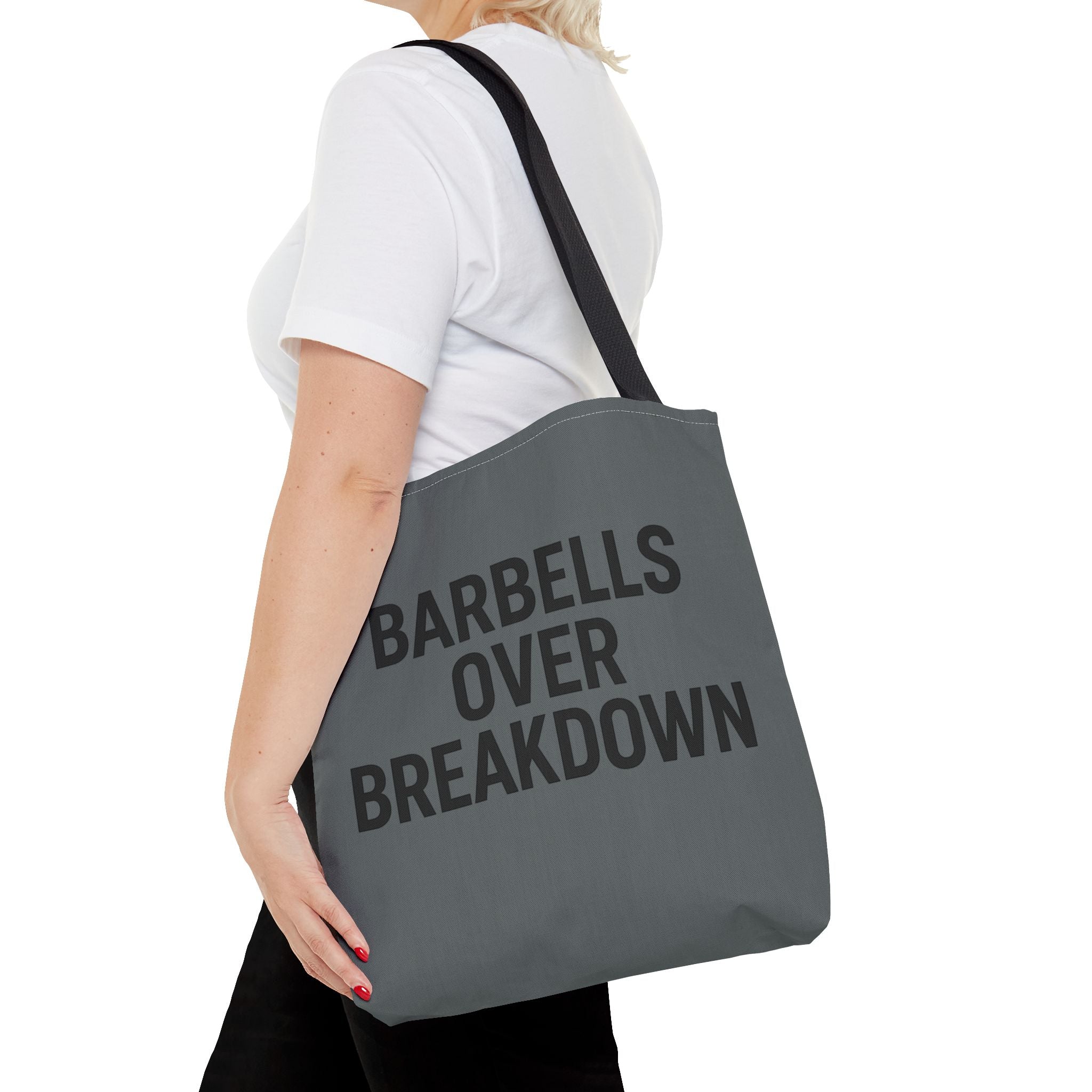 Barbells Over Breakdown Tote Bag