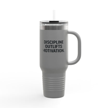Discipline Outlifts Motivation Insulated Travel Mug, 40oz
