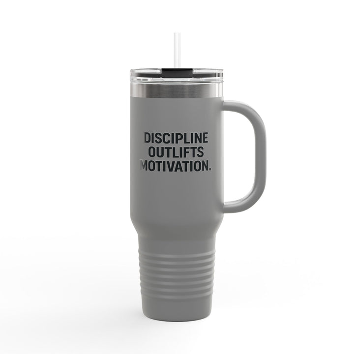Discipline Outlifts Motivation Insulated Travel Mug, 40oz
