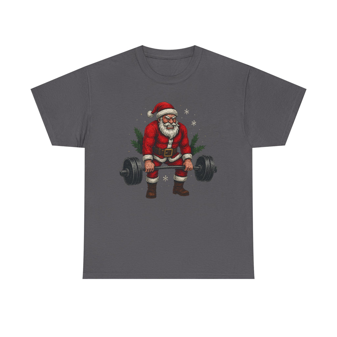 Santa Deadlifting. Unisex Heavy Cotton Tee