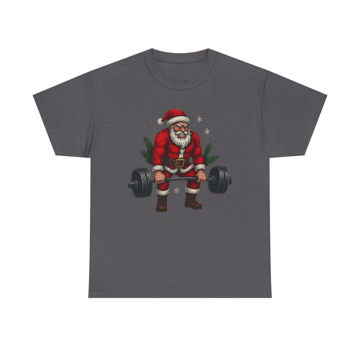 Santa Deadlifting. Unisex Heavy Cotton Tee